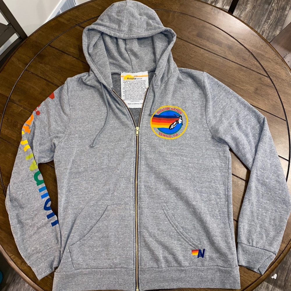 Aviator Nation XXL Grey Hoodie NWOT